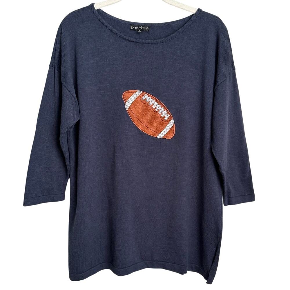 Bua/Bua Blue Football Cotton Knit Sweater Size Medium